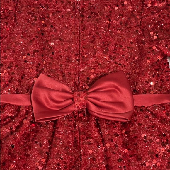 Toddler Girls Long Sleeve All-Over Sequin with Back Bow Social Dress **NWT** - Picture 3 of 4